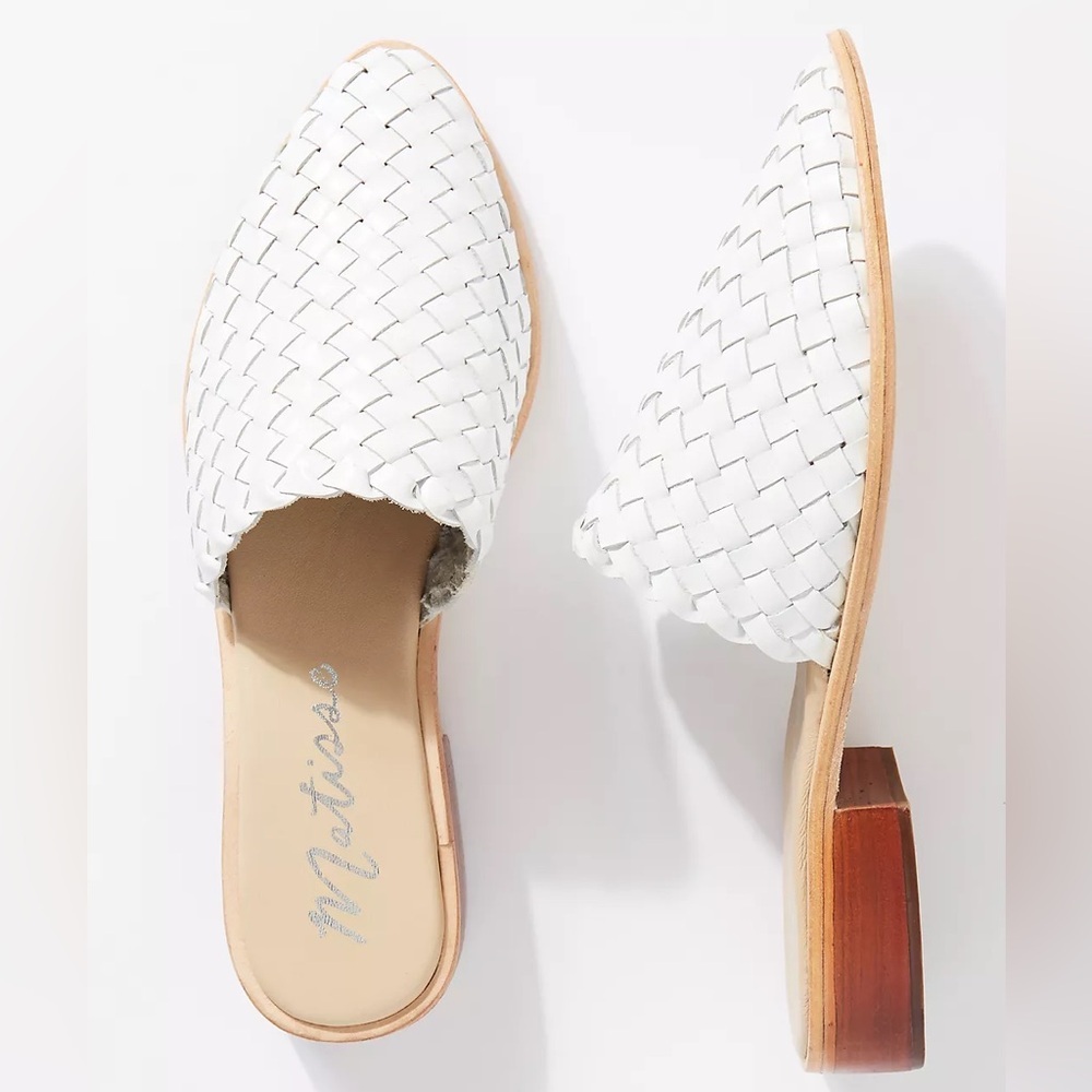 Matisse Woven Leather Mules White Size 7‎